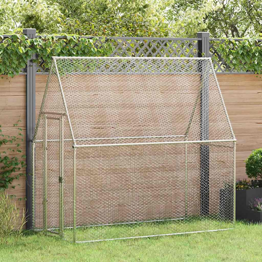 vidaXL Chicken Coop Silver 200x100x190 cm Galvanized Steel