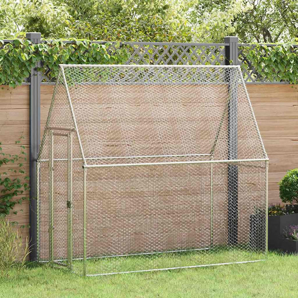 vidaXL Chicken Coop Silver 200x100x190 cm Galvanized Steel