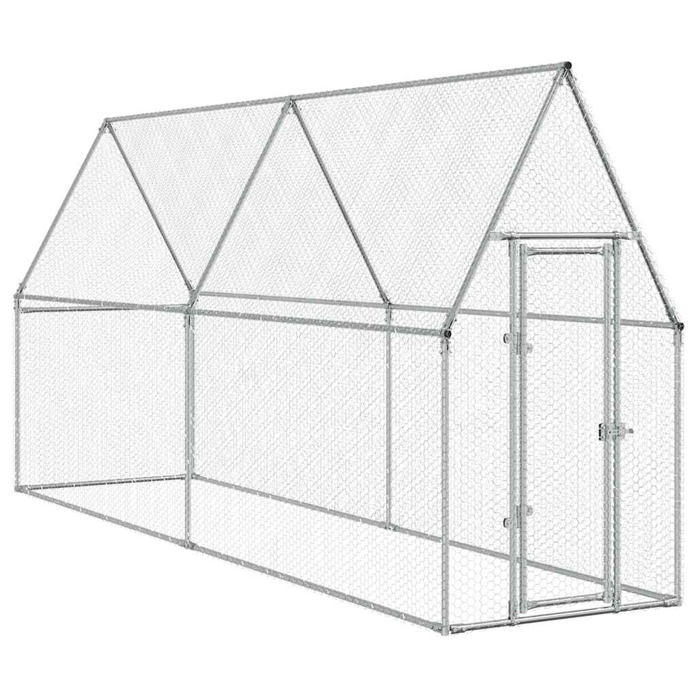 vidaXL Chicken Coop Silver 400x100x190 cm Galvanized Steel