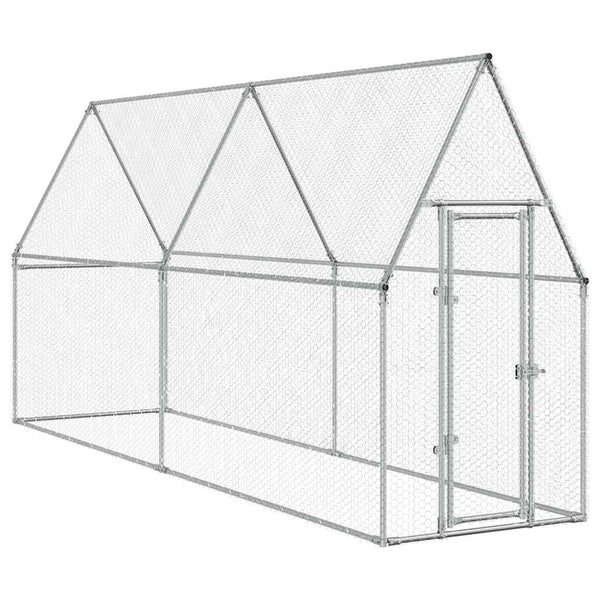 vidaXL Chicken Coop Silver 400x100x190 cm Galvanized Steel