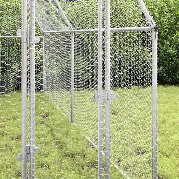 vidaXL Chicken Coop Silver 400x100x190 cm Galvanized Steel
