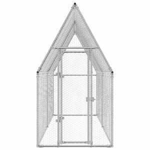 vidaXL Chicken Coop Silver 400x100x190 cm Galvanized Steel