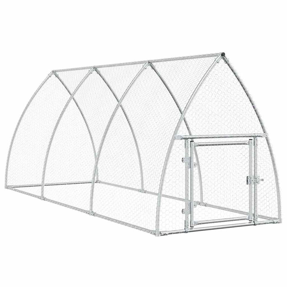 vidaXL Chicken Coop Silver 300x105x120 cm Galvanized Steel
