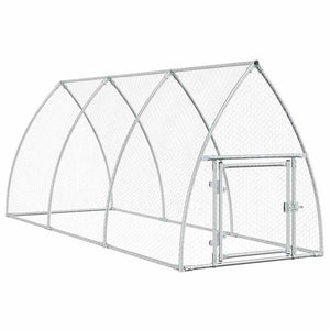 vidaXL Chicken Coop Silver 300x105x120 cm Galvanized Steel