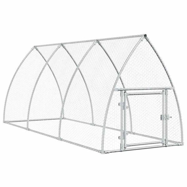 vidaXL Chicken Coop Silver 300x105x120 cm Galvanized Steel