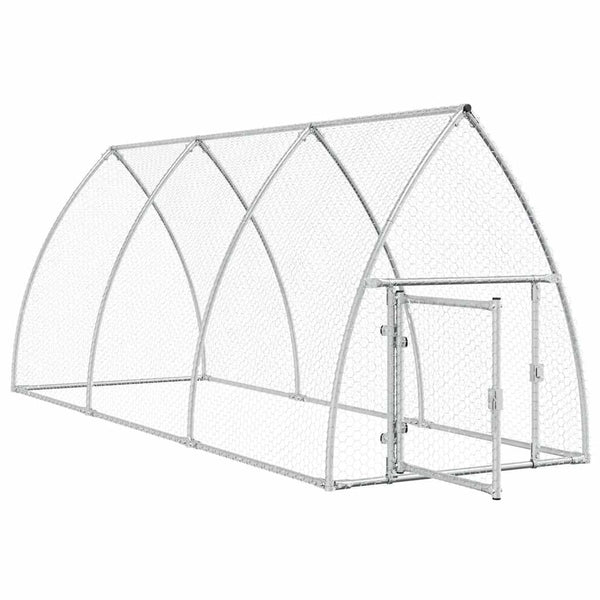 vidaXL Chicken Coop Silver 300x105x120 cm Galvanized Steel
