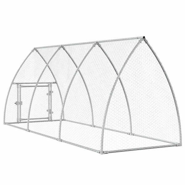 vidaXL Chicken Coop Silver 300x105x120 cm Galvanized Steel