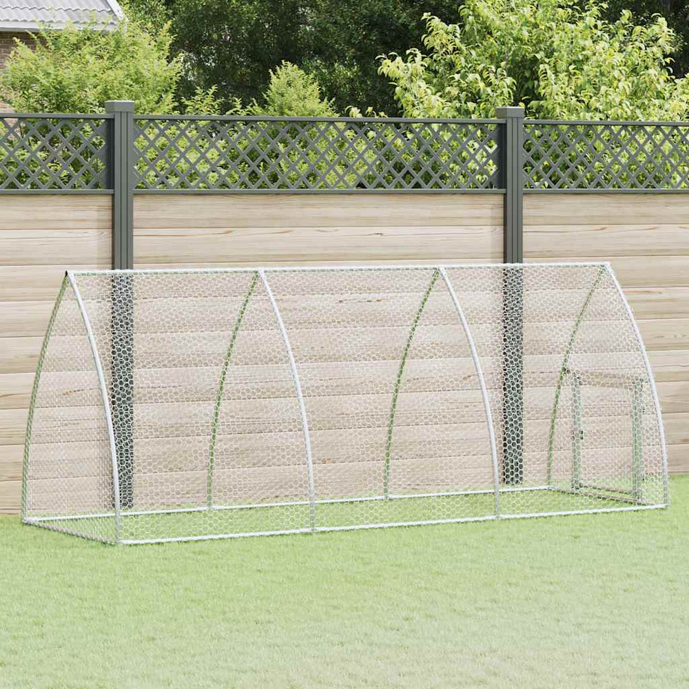 vidaXL Chicken Coop Silver 300x105x120 cm Galvanized Steel