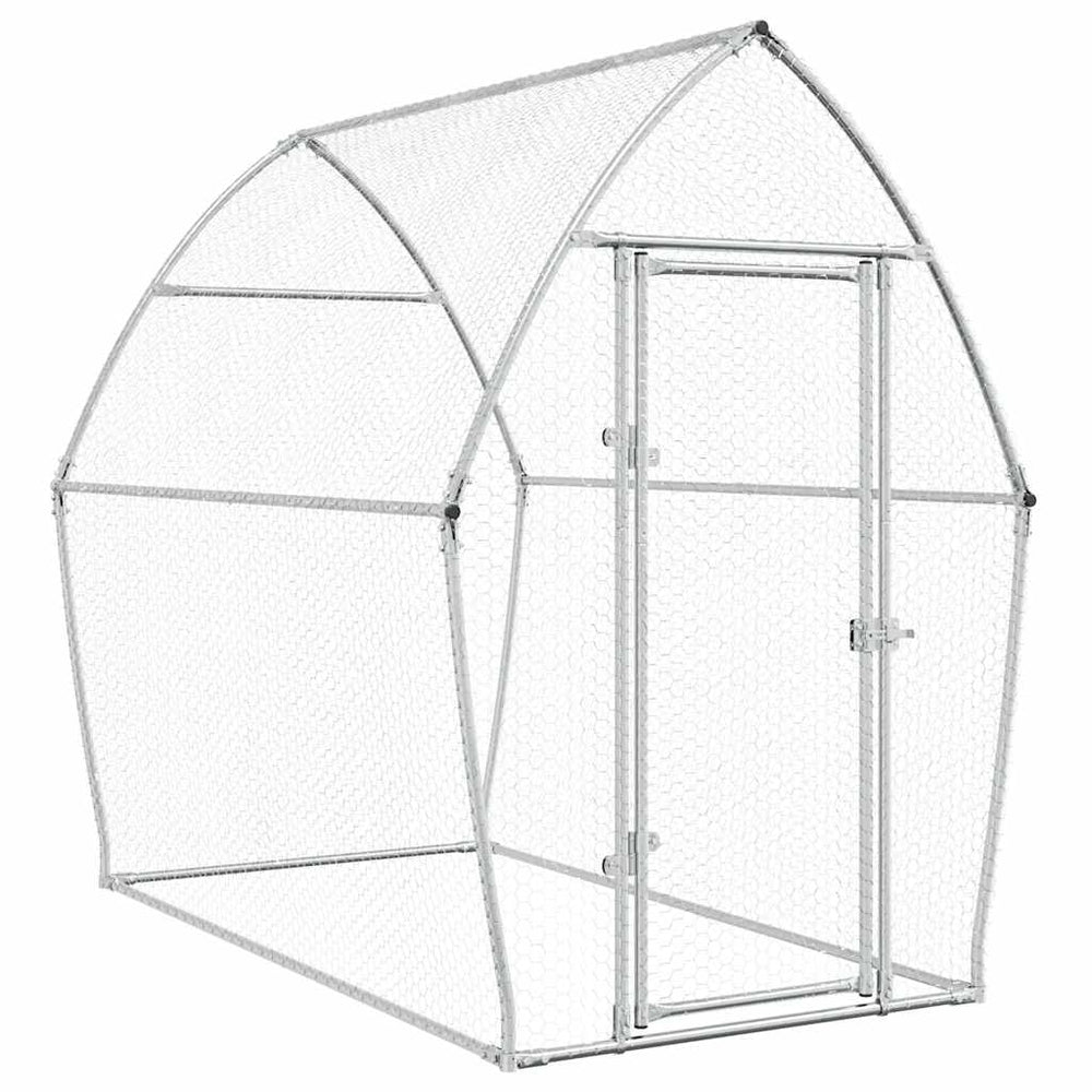 vidaXL Chicken Coop Silver 200x105x182 cm Galvanized Steel