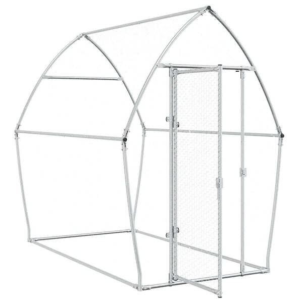 vidaXL Chicken Coop Silver 200x105x182 cm Galvanized Steel