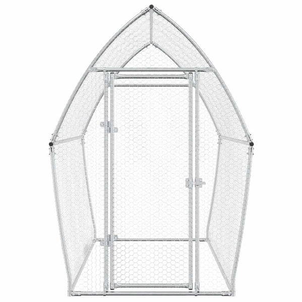vidaXL Chicken Coop Silver 200x105x182 cm Galvanized Steel