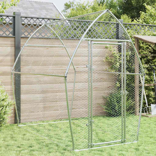 vidaXL Chicken Coop Silver 200x105x182 cm Galvanized Steel