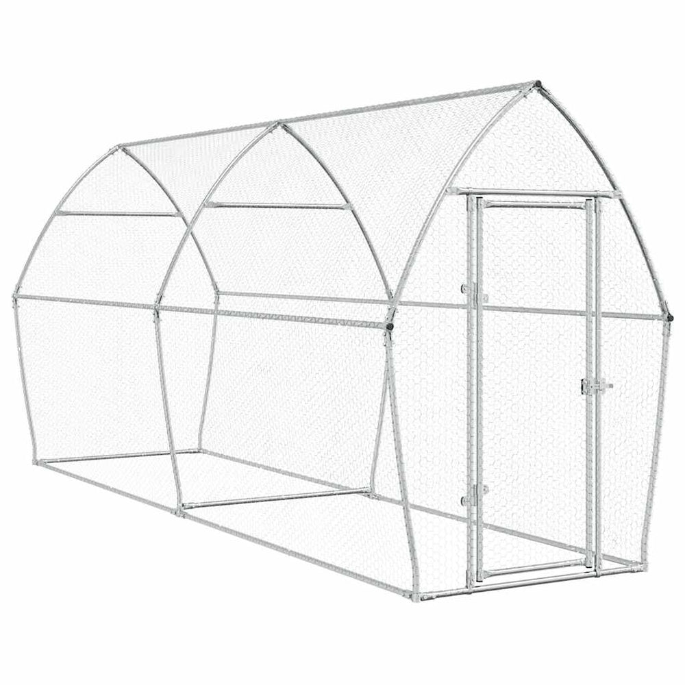 vidaXL Chicken Coop Silver 400x105x182 cm Galvanized Steel