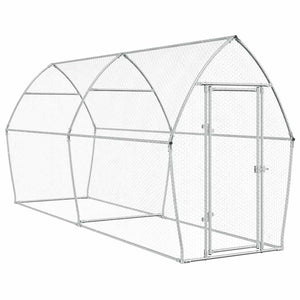 vidaXL Chicken Coop Silver 400x105x182 cm Galvanized Steel
