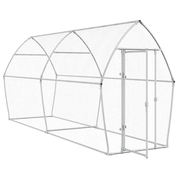 vidaXL Chicken Coop Silver 400x105x182 cm Galvanized Steel
