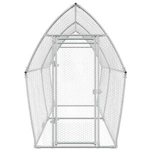 vidaXL Chicken Coop Silver 400x105x182 cm Galvanized Steel