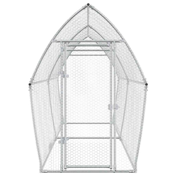 vidaXL Chicken Coop Silver 400x105x182 cm Galvanized Steel