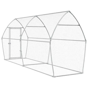 vidaXL Chicken Coop Silver 400x105x182 cm Galvanized Steel
