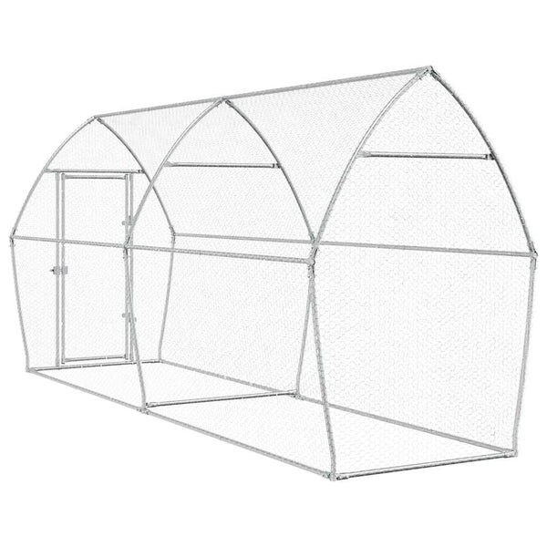 vidaXL Chicken Coop Silver 400x105x182 cm Galvanized Steel