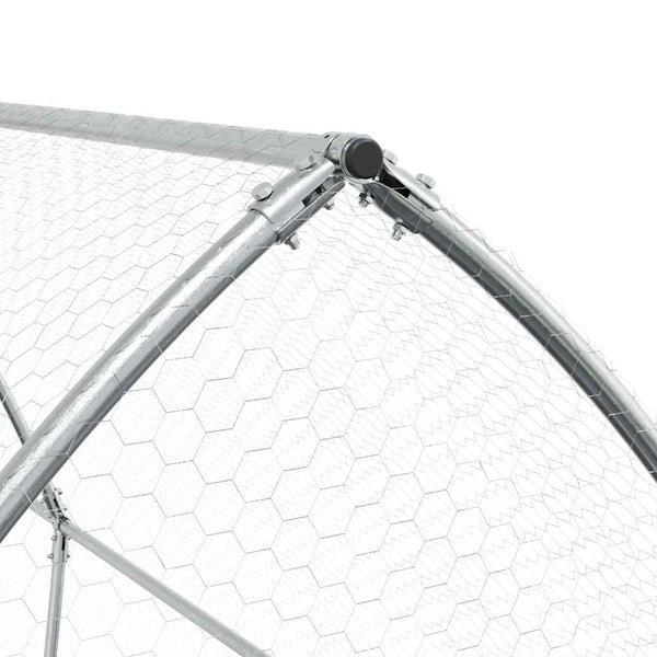 vidaXL Chicken Coop Silver 400x105x182 cm Galvanized Steel
