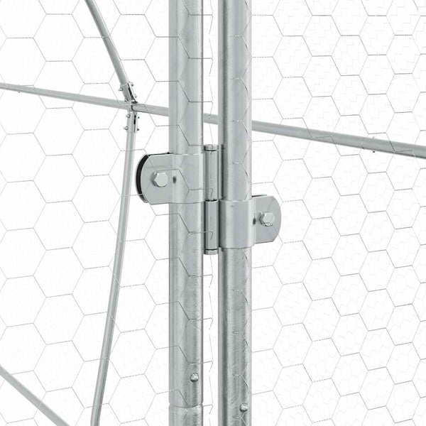 vidaXL Chicken Coop Silver 400x105x182 cm Galvanized Steel