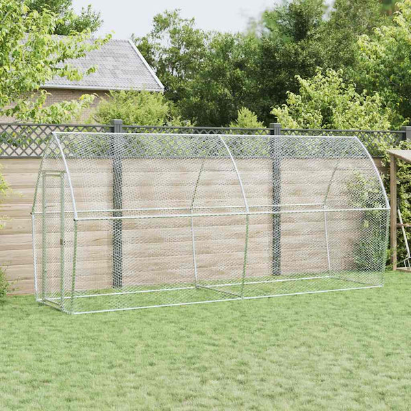 vidaXL Chicken Coop Silver 400x105x182 cm Galvanized Steel