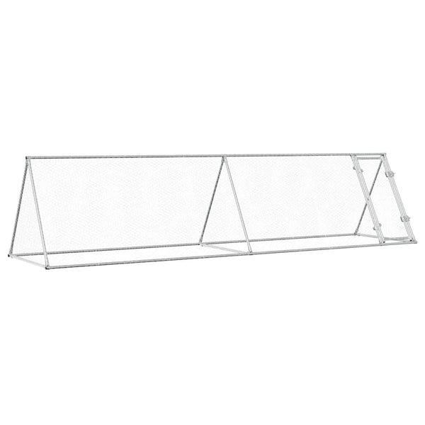 vidaXL Chicken Coop Silver 400x105x91 cm Galvanized Steel