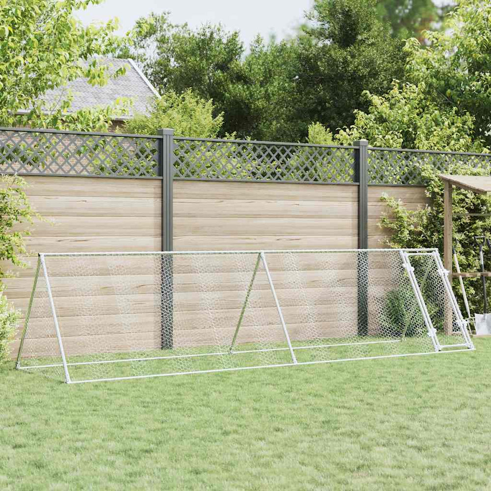 vidaXL Chicken Coop Silver 400x105x91 cm Galvanized Steel