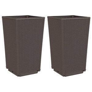 vidaXL Planters 2 pcs Brown 32.5x32.5x57 cm PP