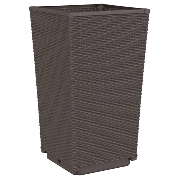 vidaXL Planters 2 pcs Brown 32.5x32.5x57 cm PP
