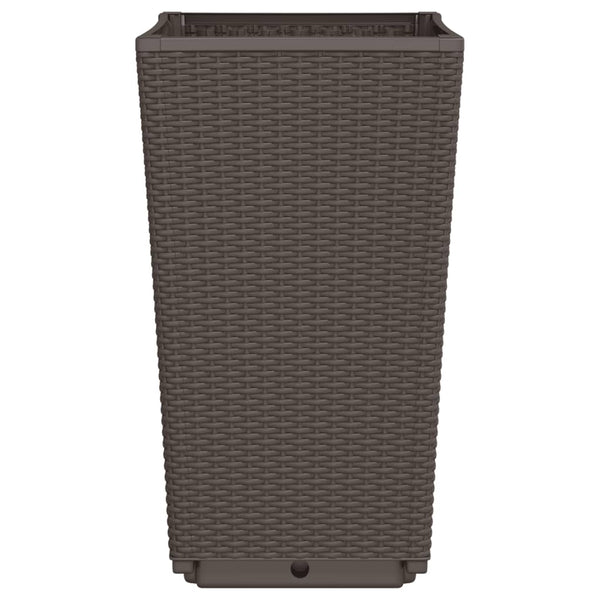 vidaXL Planters 2 pcs Brown 32.5x32.5x57 cm PP