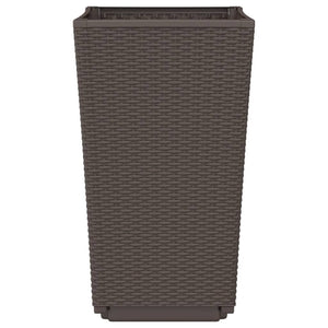 vidaXL Planters 2 pcs Brown 32.5x32.5x57 cm PP