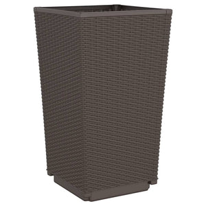 vidaXL Planters 2 pcs Brown 32.5x32.5x57 cm PP