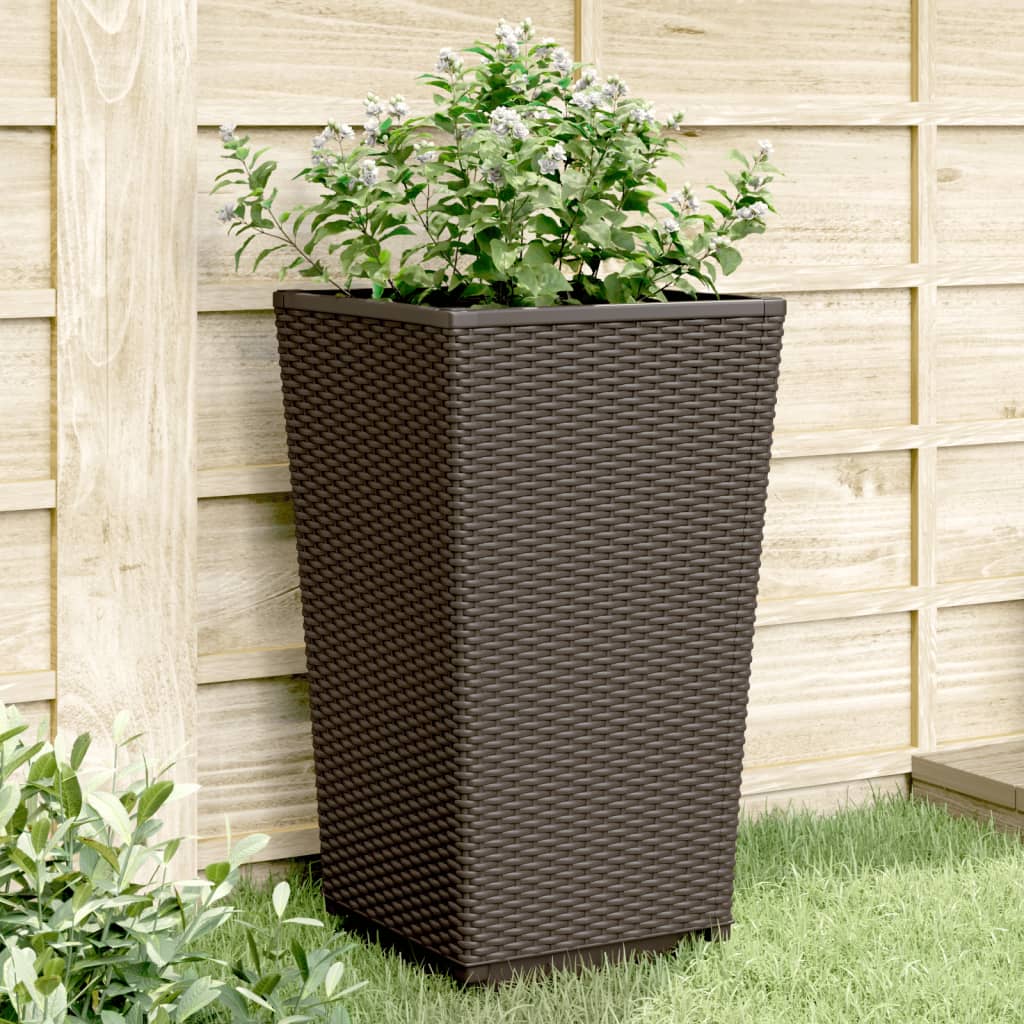 vidaXL Planters 2 pcs Brown 32.5x32.5x57 cm PP
