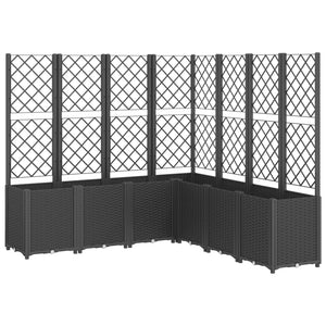 vidaXL Planter with Trellis Black 160x160x140 cm PP