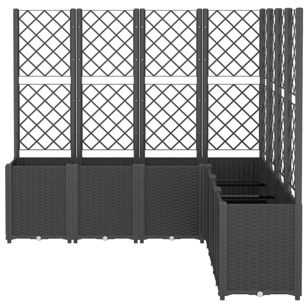 vidaXL Planter with Trellis Black 160x160x140 cm PP