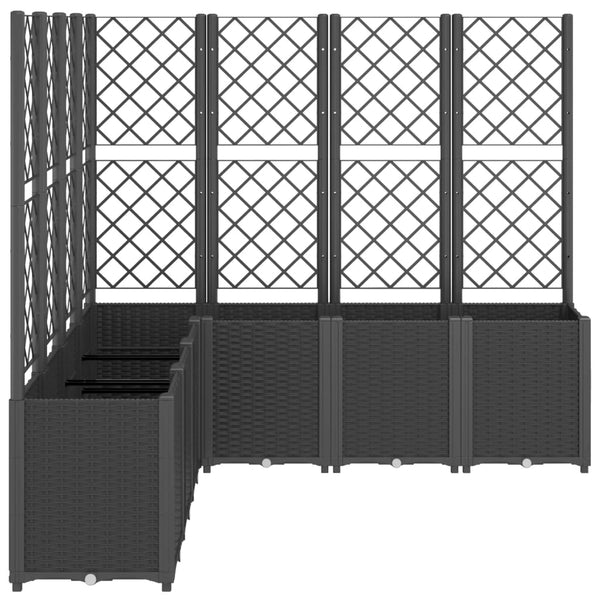 vidaXL Planter with Trellis Black 160x160x140 cm PP