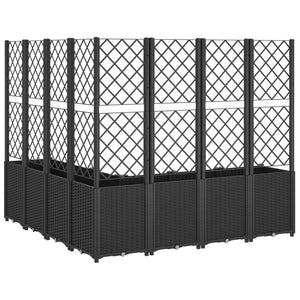 vidaXL Planter with Trellis Black 160x160x140 cm PP