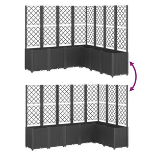 vidaXL Planter with Trellis Black 160x160x140 cm PP