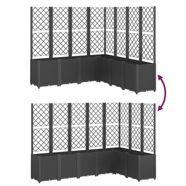 vidaXL Planter with Trellis Black 160x160x140 cm PP