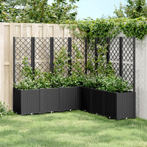 vidaXL Planter with Trellis Black 160x160x140 cm PP
