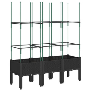 Pflanzkübel mit Rankgitter Schwarz 120cm