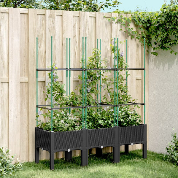 Pflanzkübel mit Rankgitter Schwarz 120cm