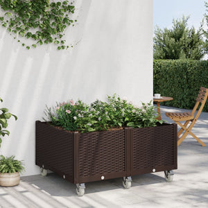 Pflanzkasten mit Rollen Braun 100x80x54 cm