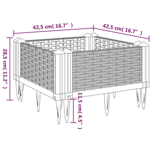 Weißer Pflanzkasten mit Erdspießen 42,5 cm