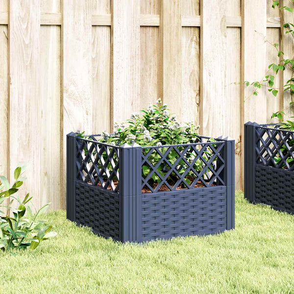 vidaXL Planter with Ground Spikes Blue-Gray 43.5x43.5x43.5 cm PP