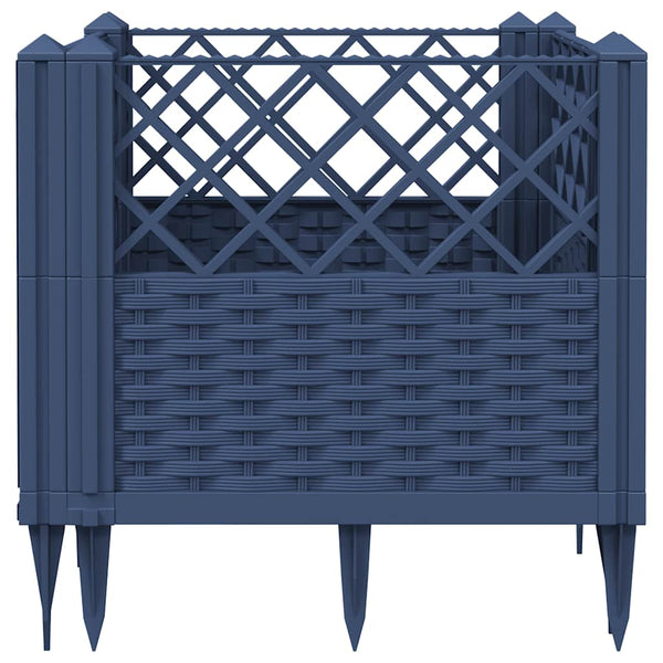 vidaXL Planter with Ground Spikes Blue-Gray 43.5x43.5x43.5 cm PP