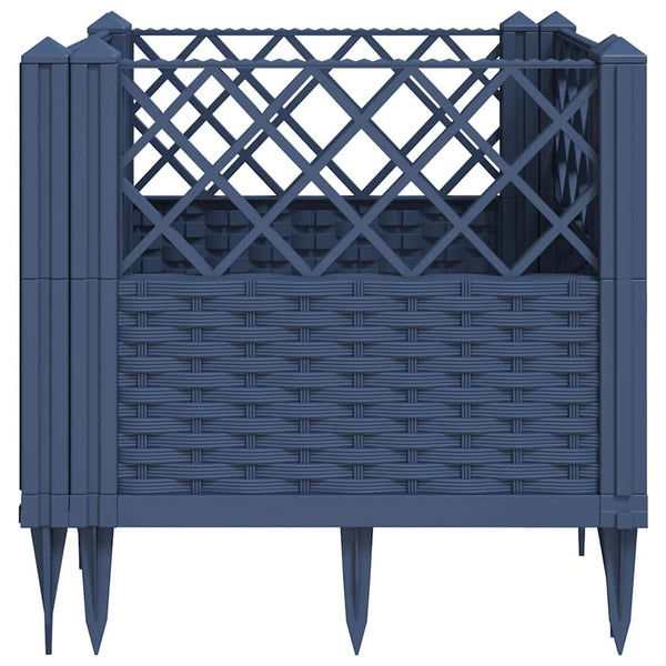 vidaXL Planter with Ground Spikes Blue-Gray 43.5x43.5x43.5 cm PP