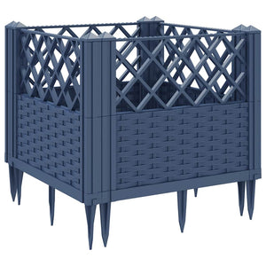 vidaXL Planter with Ground Spikes Blue-Gray 43.5x43.5x43.5 cm PP