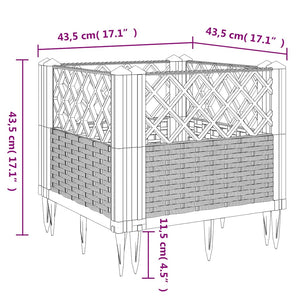 vidaXL Planter with Ground Spikes Blue-Gray 43.5x43.5x43.5 cm PP